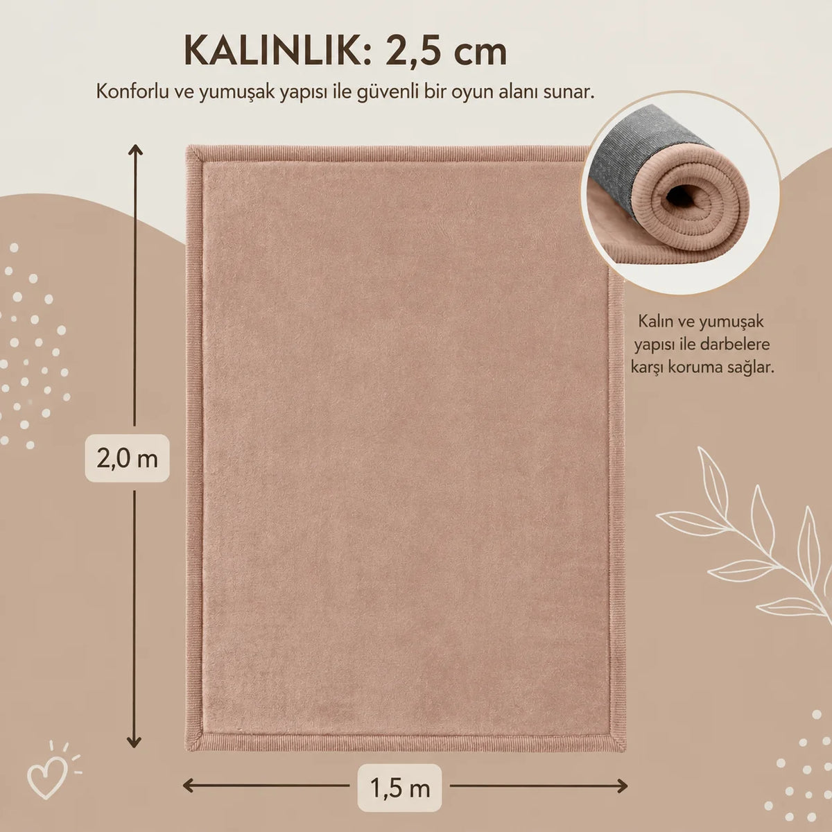 Hakuna Matte Çocuk Oyun Halısı / Matı - 200 x 150 x 2.5 cm - MOCHA