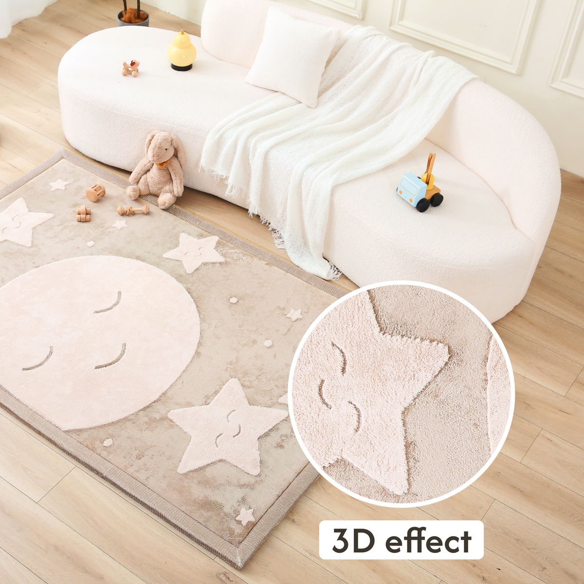 Hakuna Matte Cloud Play Mat / Oyun Halısı - 170 x 120 x 2.5 cm - Moon & Stars 3-D Effect