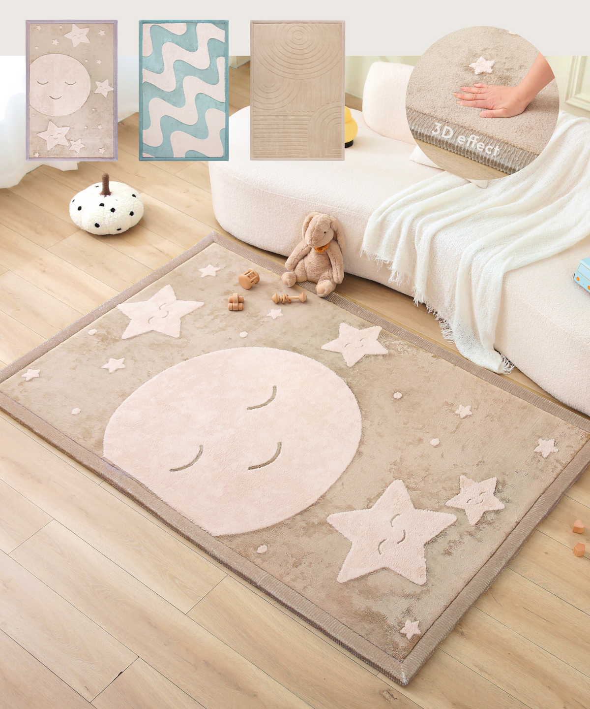 Hakuna Matte Çocuk Oyun Halısı / Matı 200 x 150 x 2.5 cm - Moon & Stars 3D-Effect