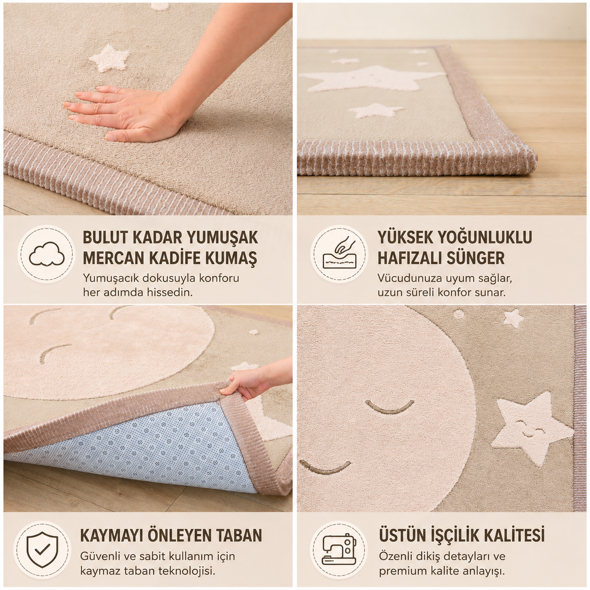Hakuna Matte Cloud Play Mat / Oyun Halısı - 170 x 120 x 2.5 cm - Moon & Stars 3-D Effect