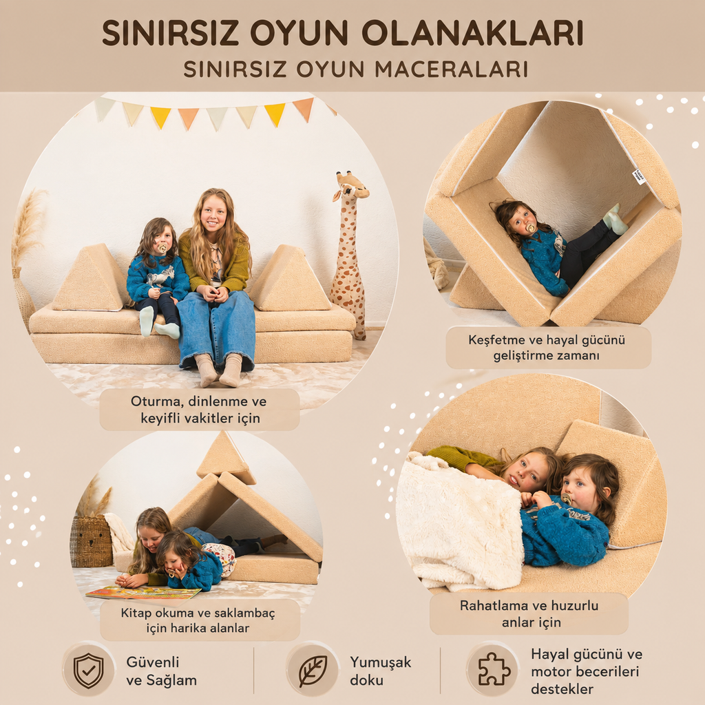 Hakuna Matte Çocuk Oyun Minderi TEDDY – Beige 150 x 66 x 52.5 cm