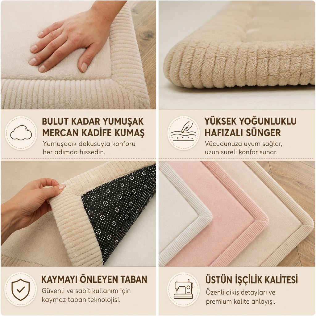 Hakuna Mat Cloud-Soft Çocuk Oyun Matı / Halısı 150 × 80 x 2.5 cm - Beige